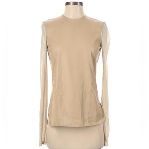 Helmut Lang - 100% Leather Shirt With Sheer Sleeves - Size Medium